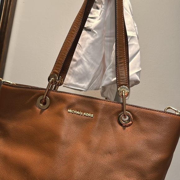 Michael Kors raven Brown Leather Tote Bag with crossbody EUC - Picture 3 of 16